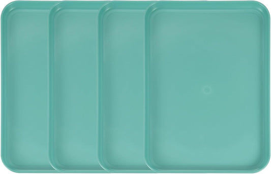uxcell 4Pcs Plastic Serving Trays, 12.2 x 8.7 Inch Rectangle Food Trays Serving Cafeteria for Kitchen Restaurant Coffee Fruit Burger Lunch Dessert, Dark Green