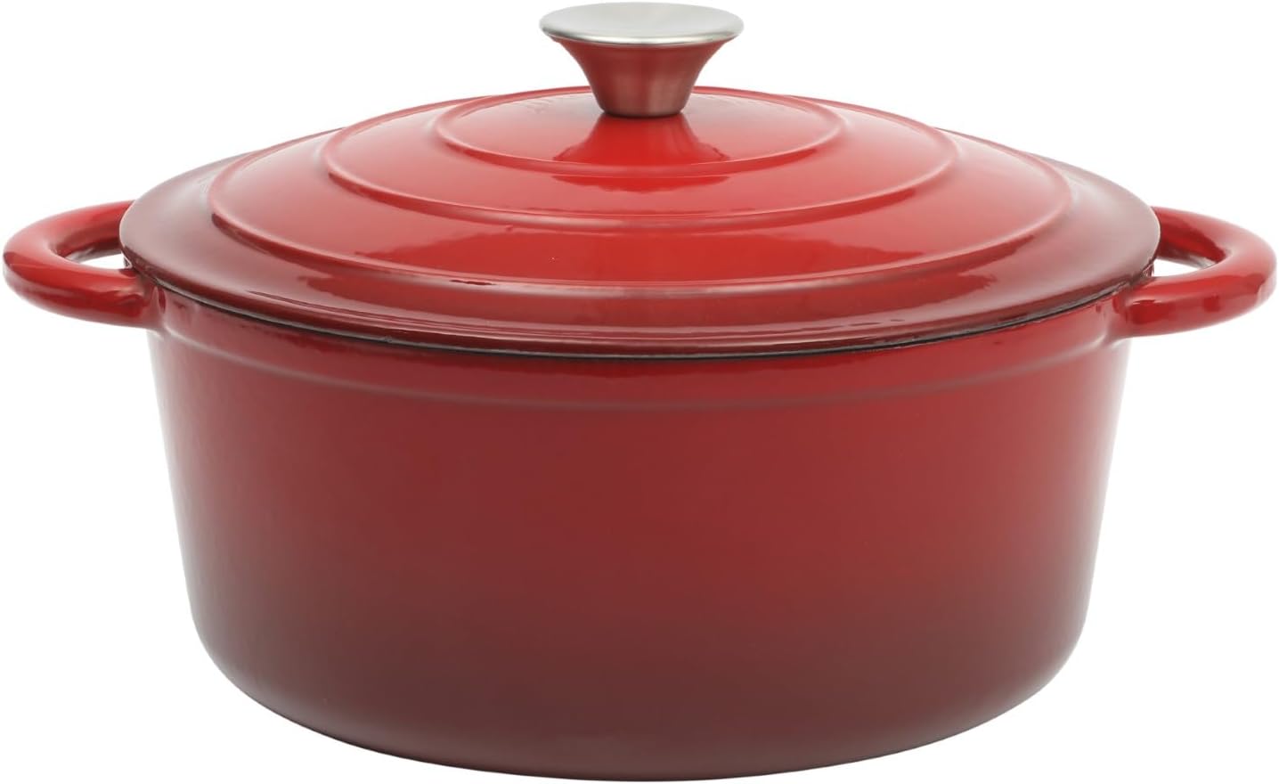 Gibson Home Addlestone 5-Quart Red Enamel Cast Iron Dutch Oven with Lid and Dual Handles – Durable Round Cooking Pot