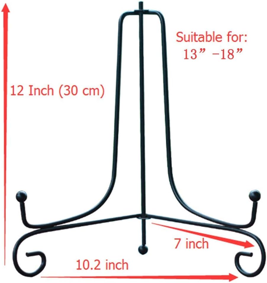 (4 Pack)Iron Display Stand, Black Iron Easel Plate Display Photo Holder Stand, Displays Picture Frames,Decorative Plates and Art 12 Inch