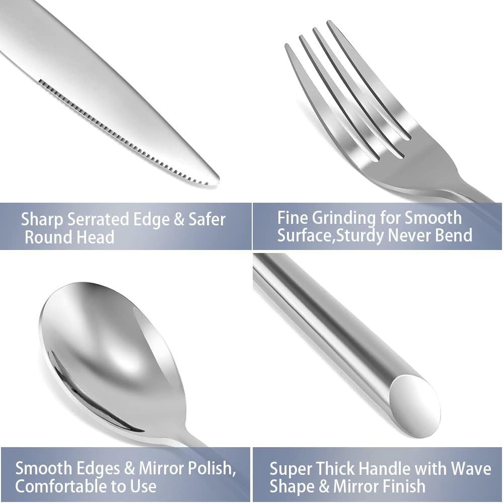 DEACORY Silverware Set Flatware Set Stainless Steel Cutlery Set with Streamlied Handle Mirror Finished Heavy 20 Pieces Home Kitchen Daily Use Wedding Housewarming Gift Dishwasher Safe Service for 4
