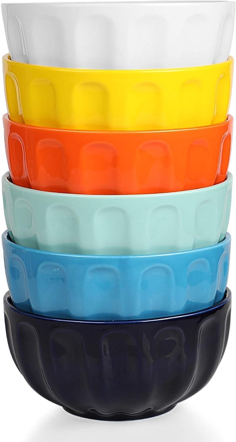 amhomel 6-Piece 24 Ounce Ceramic Soup/Cereal/Rice/Dessert Bowls, Lead-Free, Dishwasher & Microwave Safe
