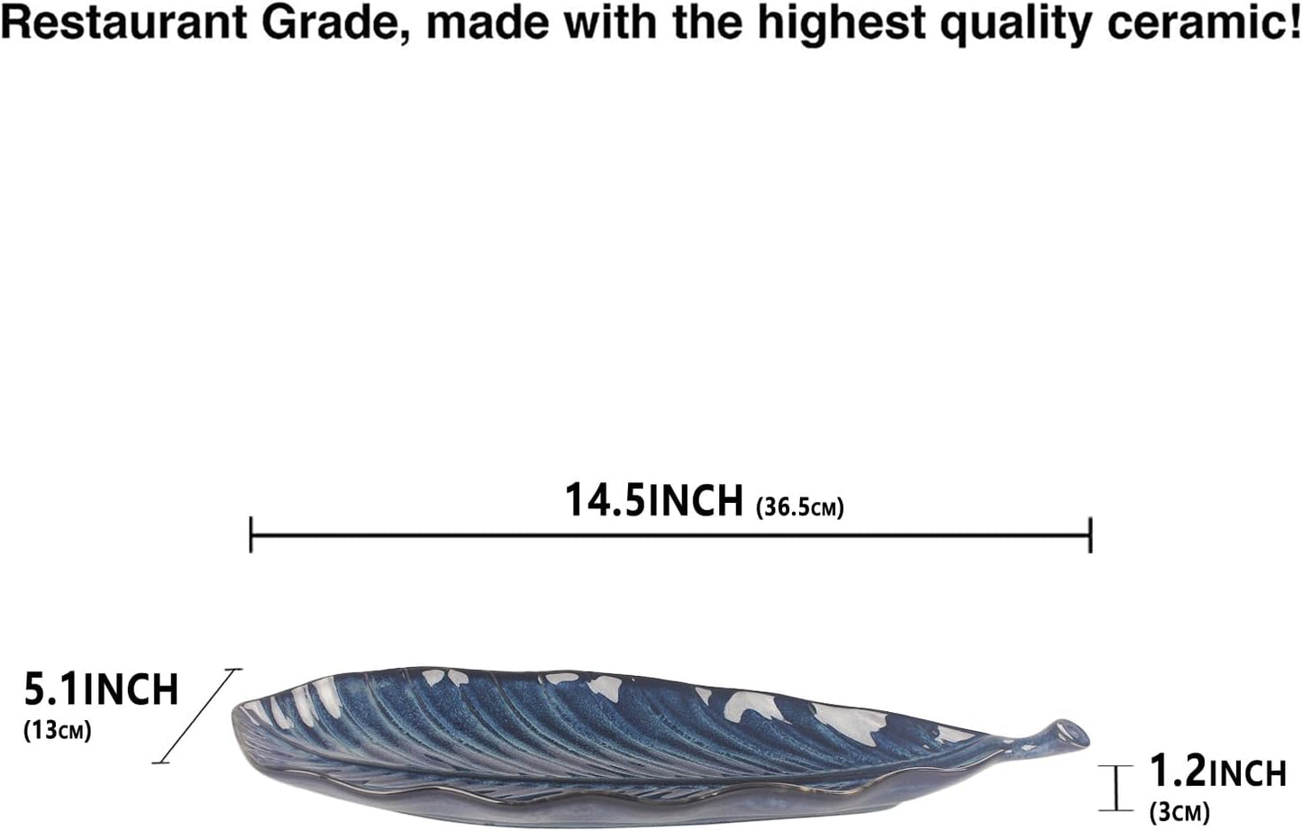 Serving Platter Olives Plate Set of 2, Large Serving Tray for Entertaining, Porcelain Trays and Platters, Salad Appetizer Tray,Dishwasher & Microwave Safe, Royal blue 14.5 Inch