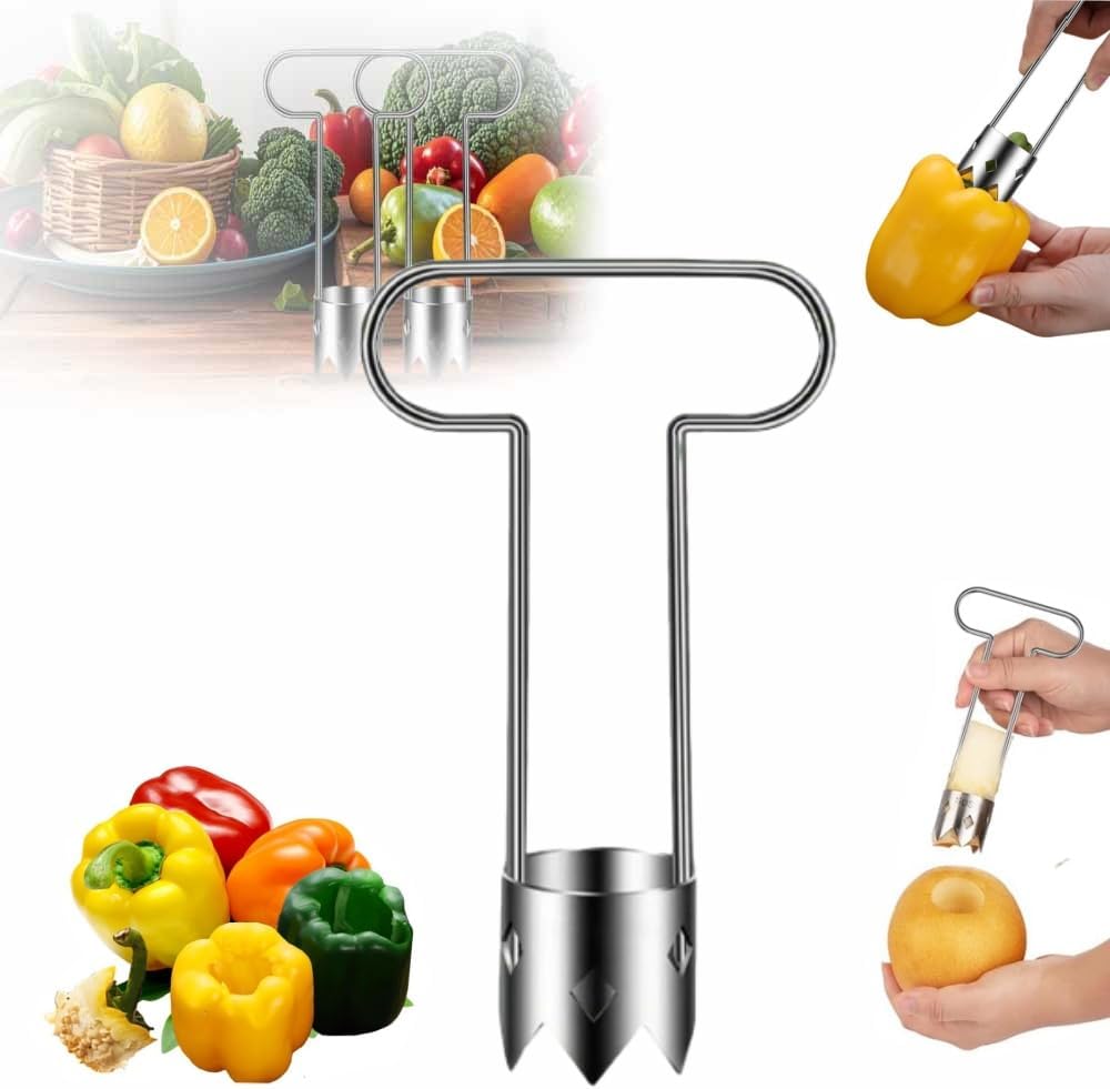 Red Bell Pepper Seed Corer, Stainless Steel Fruit & Vegetable Corer Tool, 1 PCS