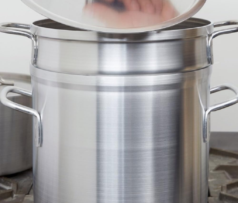 Soro Essentials- 12 Qt. Aluminum Double Boiler Pot with Lid- Steam Melting Stock Pot for Butter Chocolate Cheese Caramel Fondue Candy Dessert and Sauces