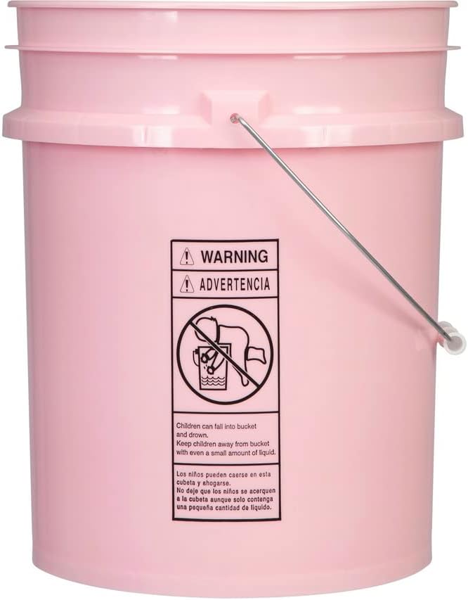 House Naturals 5 Gallon Pink Food Grade Plastic Storage Bucket with Lid Cover (Pack of 3) Made in USA (with White Easy Open Close Lids)