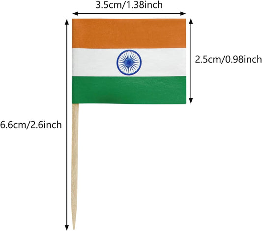 100 Pcs India Flag Indian Toothpick Flags Cocktail Picks Mini Stick Cupcake Toppers