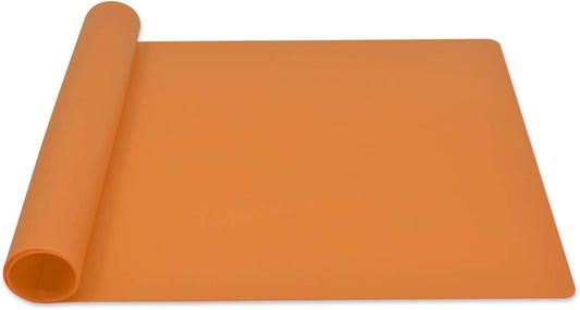 Silicone Placemats, Food-Grade Non-Slip Waterproof, Dining, Stain Resistant, Countertop Protector, Kitchen Counter Mat, Heat Resistant, Baking mat Dishwasher Safe (23.6"×15.7"-1pack, Orange)