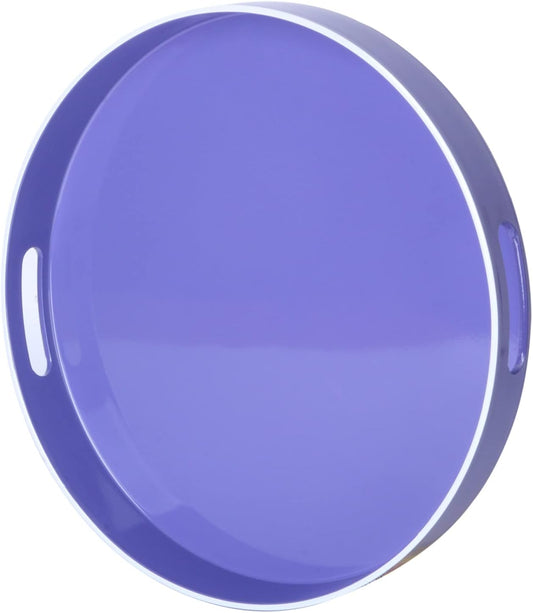 Zosenley Decorative Tray, Plastic Tray with Handles, Modern Vanity Tray and Serving Tray for Ottoman, Coffee Table, Kitchen and Bathroom, Size 13" (Pale Purple)