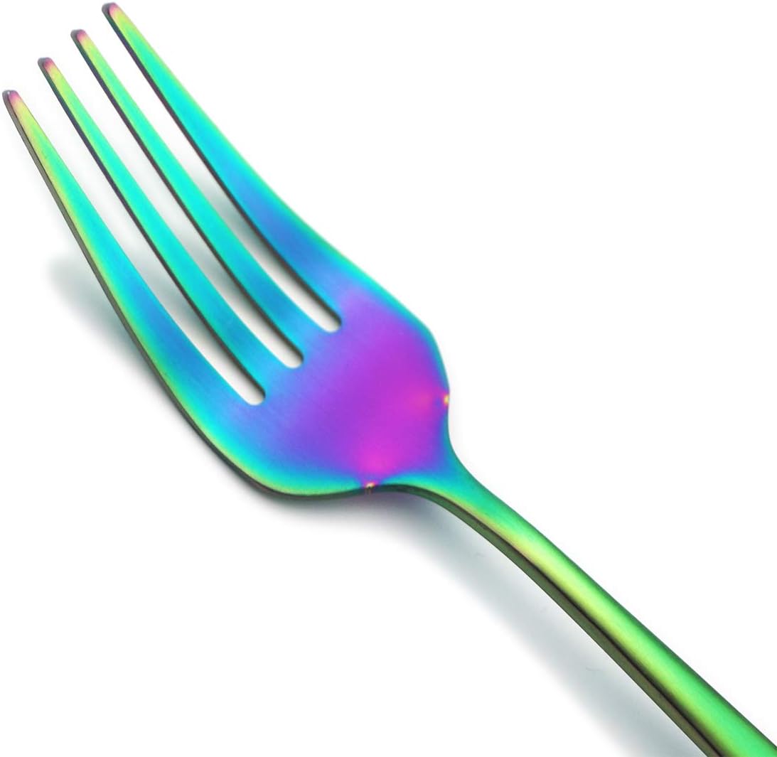 60-Piece Modern Matte Silverware Set, Uniturcky 304 Stainless Steel Flatware Cutlery Set, Elegant Kitchen Utensils Service For 12, Includes Dinner Knives/Spoons/Forks, Rainbow Satin Finish