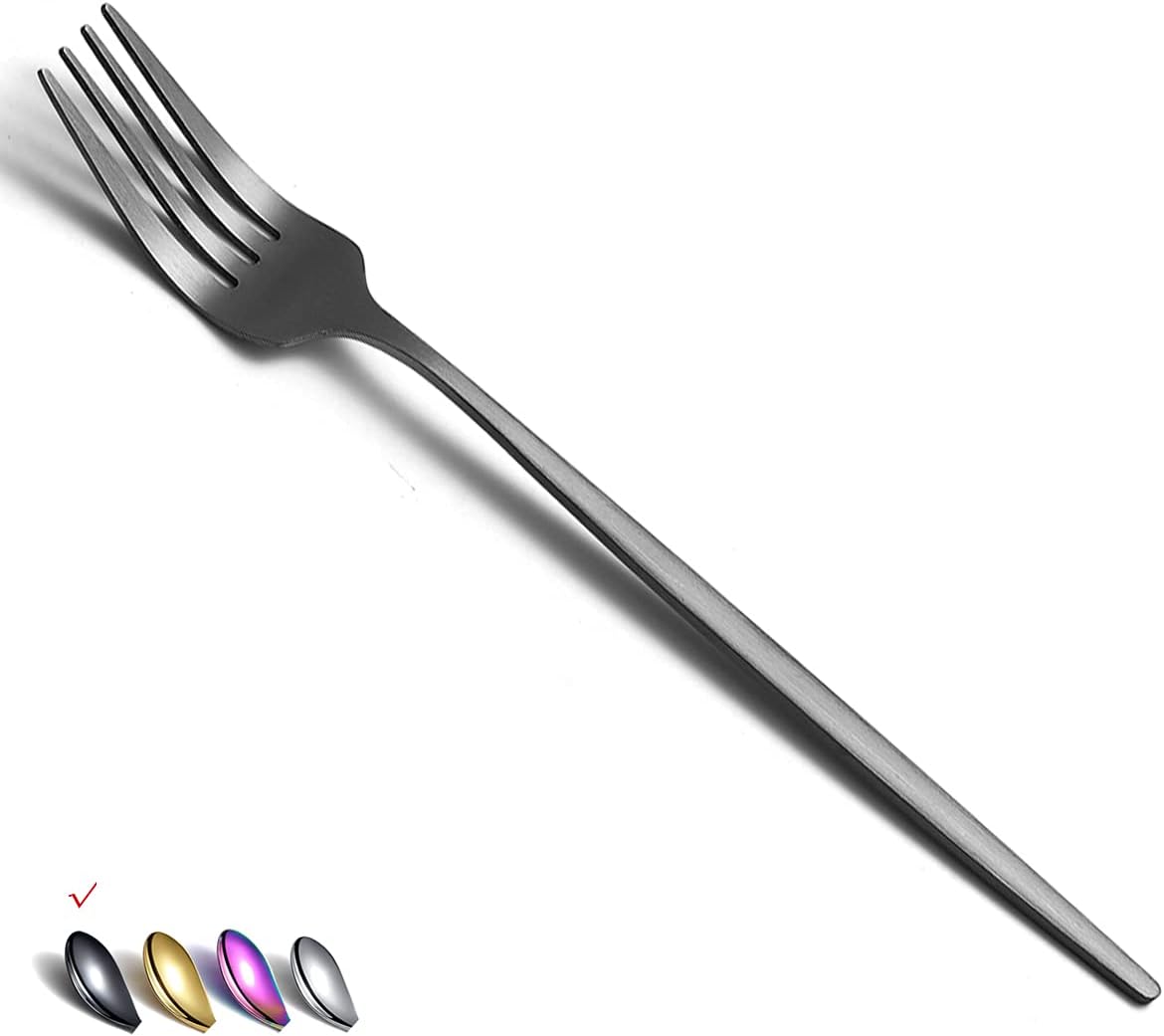 Matt Black 6 Piece Dinner Forks, 8.4'' Stainless Steel Silverware Set, Dessert, Salad, Table Forks for Home, Kitchen or Restaurant, Dishwasher Safe