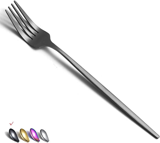 Matt Black 6 Piece Dinner Forks, 8.4'' Stainless Steel Silverware Set, Dessert, Salad, Table Forks for Home, Kitchen or Restaurant, Dishwasher Safe