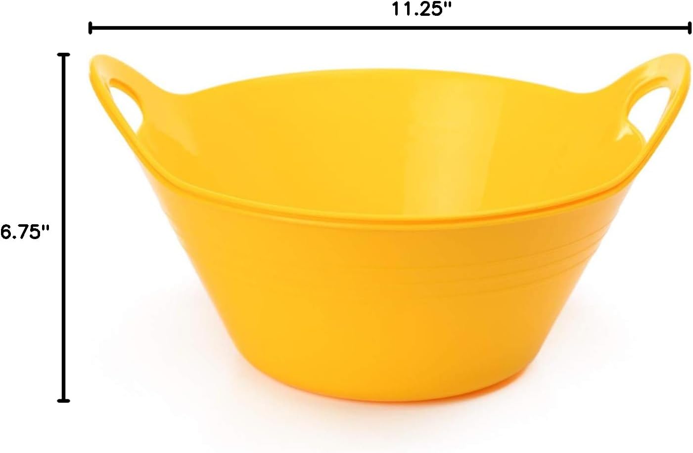 Mintra Home Plastic Bowls with Handles (4.5L Large 2pk, Yellow)