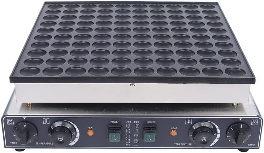 110V Pancake Making Machine 100PCS 3400W Commercial Electric Nonstick Waffle Maker, with 2 Thermostats & 2 Timers Separate Control, for Home Kitchen Restaurant Bakery Leisure Snack Bar