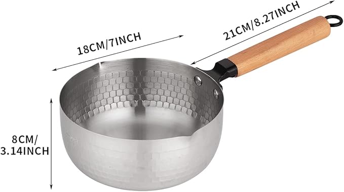 Yukihira Saucepan,Yukihira Pot, 1.7 Quart Stainless Steel Saucepan Pan Japanese Milk Pot with Wood Handle