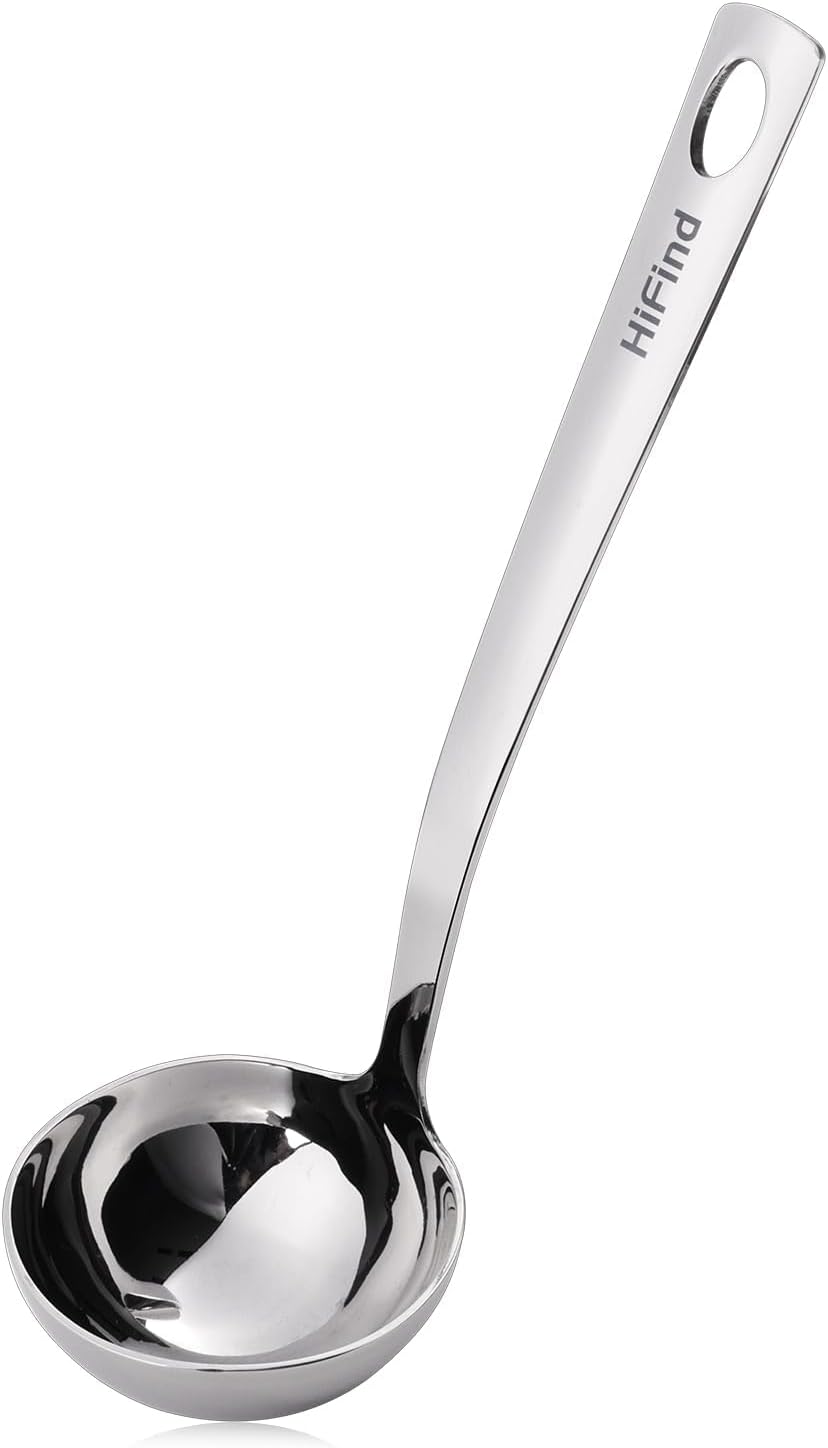 Kitchen Stainless Steel 11.2 Inches Round Soup Ladle Ergonomic Handle, Perfect For Stirring, Serving Soups, And More - Heavy-Duty Metal Ladle Chef Craft Select Serving Ladle