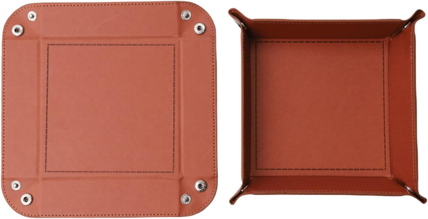 siduater Valet Tray Desktop Storage Organizer – Vegan Leather Catchall Tray Bedside Vanity Tray Nightstand Caddy Holder for Remote Controller, Watch, Keys, Phone, Wallet, Coin, Jewelry, Brown