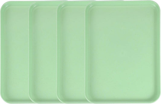 uxcell 4Pcs Plastic Serving Trays, 12.2 x 8.7 Inch Rectangle Food Trays Serving Cafeteria for Kitchen Restaurant Coffee Fruit Burger Lunch Dessert, Matcha