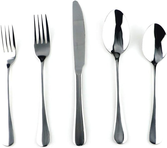 Gugrida 20-Piece Mirror Polished Reusable Utensils Vitalt Healthy & Eco-Friendly Stainless Steel Silver Flatware Tableware Dinnerware Set, Shiny Cutlery Knife Fork Spoon Set, Service for 4