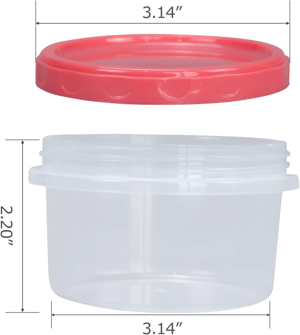 8 Ounce reuseable small plastic freezer storage container jars with screw lid for food snacks lunch(8Pcs, Red)