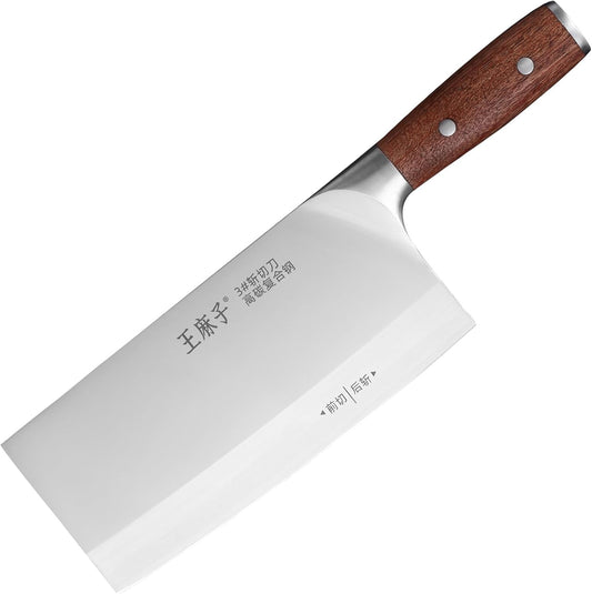 Chef Knife Chinese Cleaver Knife German Stainless Steel,Kitchen Chef Knife Ergonomic Comfortable Handle,Non-stick Razor-sharp Blade,Hundreds of Years of Craftmanship(7inch, Silver)