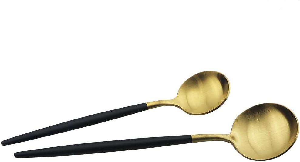 JASHII Luxury Black Gold Flatware, Silverware Sets, 20-piece Elegant Cute 18/10 Stainless Steel Silverware Set for Eating Home Kitchen Hotel Restaurant, Service Sets for 4 People, Dishwasher Safe