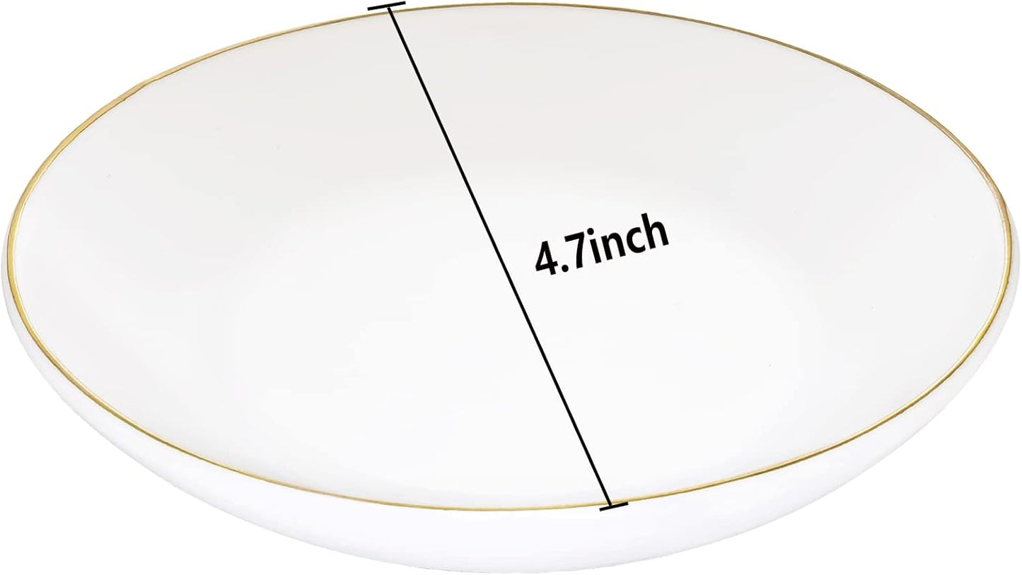 4.75" Ceramic Jewelry Tray, Small Ring Dish Holder Trinket Tray, Catch All Trays for Ring Earring Necklace Key, Christmas Gifts for Women Girls, White