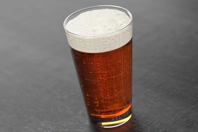 Well Told Engraved Omaha Nebraska Map Pint Glass, Etched Beer Gift (16 oz, Clear) City Map Pint, Custom City Glassware, Gifts For Beer Lovers