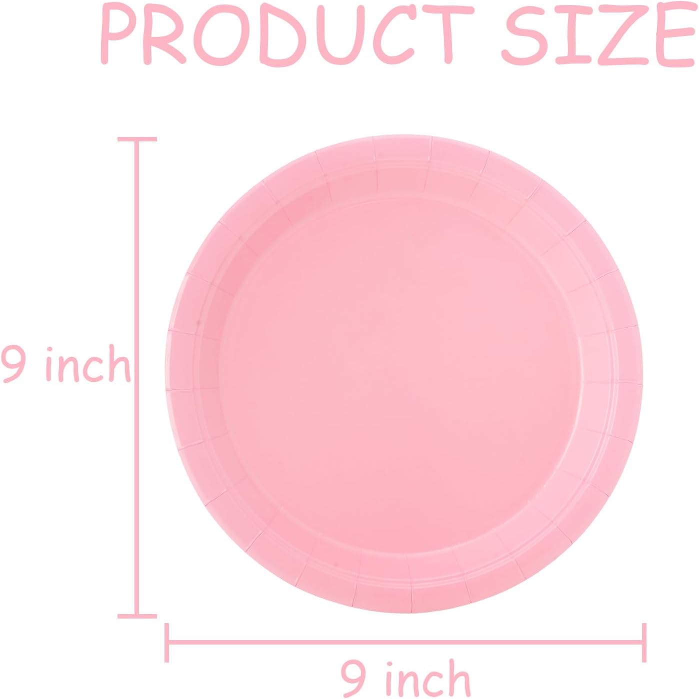 48 Pcs Pink Party Disposable Paper Plates, 9" Cute Pink Dessert Baby Bridal Shower Dinner Birthday Cake Paper Plates for Party Bridal Baby Girl Shower Wedding Supplies