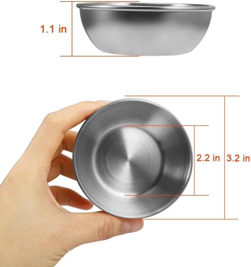 12 Pack 3.2inch Stainless Steel Sauce Dishes Mini Individual Saucers Bowl Round Seasoning Dishes Sushi Dipping Bowl Appetizer Plates, Sliver