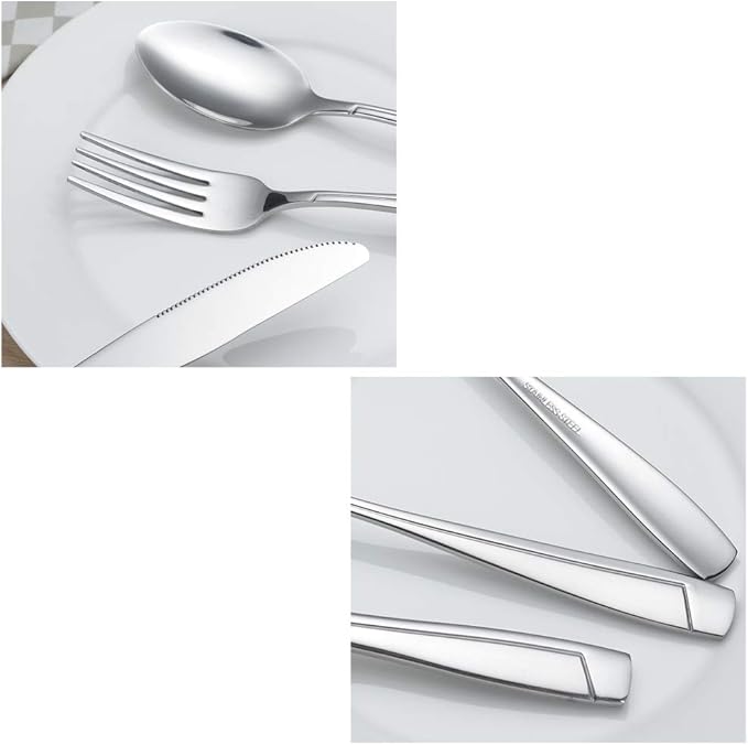 Sandmovie 40 Pieces Stainless Flatware Cutlery Silverware, Service for 8 Persons