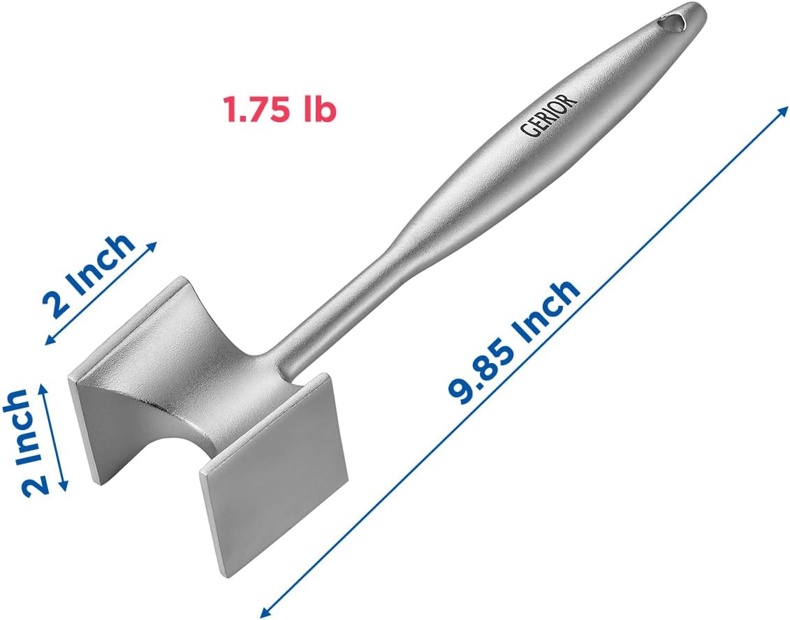 Solid Stainless Steel Meat Mallet Tenderizer Tool - Chicken Pounder Flattener, Hammer for Kitchen, Food, Cooking - Dishwasher Safe Meat Smasher