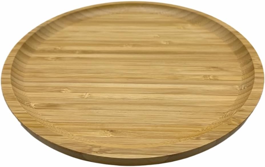 Wood Vanity Tray, Bathroom Counter Solid Walnut Organizer, Toilet Tank Top Wooden Serving Plate for Dinner Tea Coffee (Natural Bamboo Color, 9.8 x 9.8 inch)