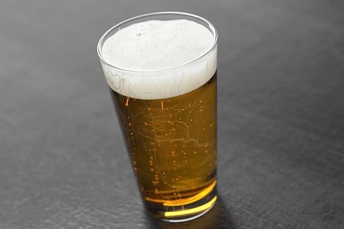 Well Told Engraved Burlington Vermont Map Pint Glass, Etched Beer Gift (16 oz, Clear) City Map Pint, Custom City Glassware, Gifts For Beer Lovers