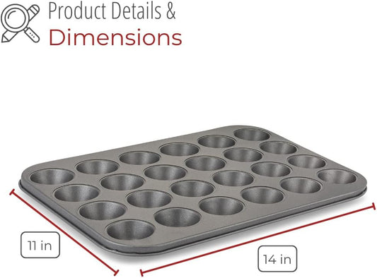 husMait Premium Quality Mini-Muffin Pan, Baking Sheet, and Cooling Rack. For Baking Mini Cupcakes, Muffins, Bite Size Tarts, Cookies. Non-Stick, Dishwasher Safe, Oven Safe (Muffin Pan)
