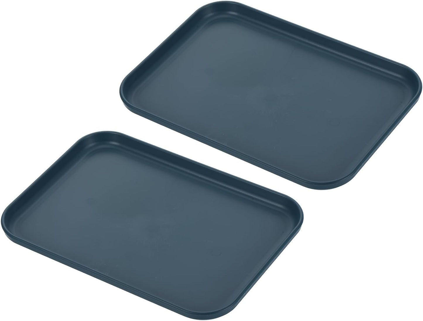 PATIKIL 9x7 Fast Food Tray, 2 Pack PP Plastic Reusable Multi-Purpose Non-Slip Rectangle Serving Tray for Cafeteria Restaurant Home Kitchen, Dark Blue