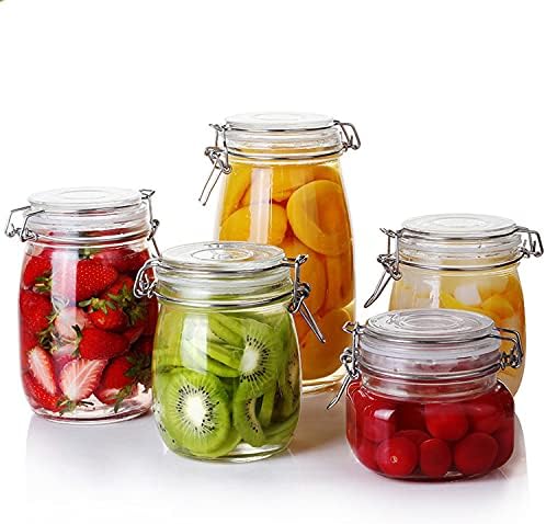2 Pcs 10 Oz/300ml PET Plastic Storage Jars with Airtight Hinged Lids,Durable Clear Wide Mouth canning Jars for Food Storage Oats Canning Cereal Pasta Sugar Coffee Nuts Spices