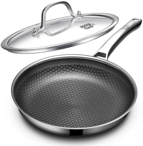 Non Stick Frying Pans, 12 inch with Lid Hybrid Frying Pans Nonstick,non stick Stainless Steel Skillets, Dishwasher/Oven Safe Cookware, Induction Compatible, PFOA Free Cookware