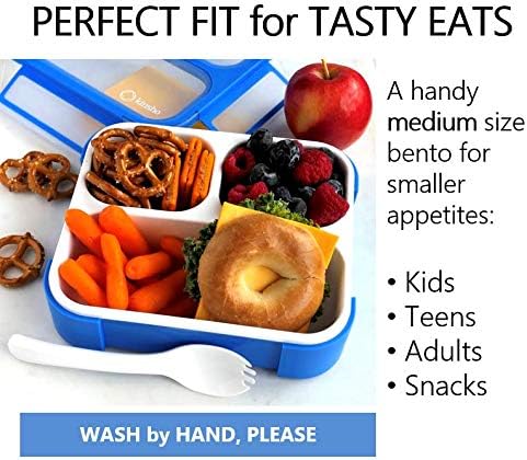 Bento Box for Kids, Toddler Lunch-Box for Small Boys Girls in School, Pre-School or Daycare, Leakproof 3 Compartment Containers for Portion Control Snacks for Adults, BPA Free. Medium Blue Pink 2 pack