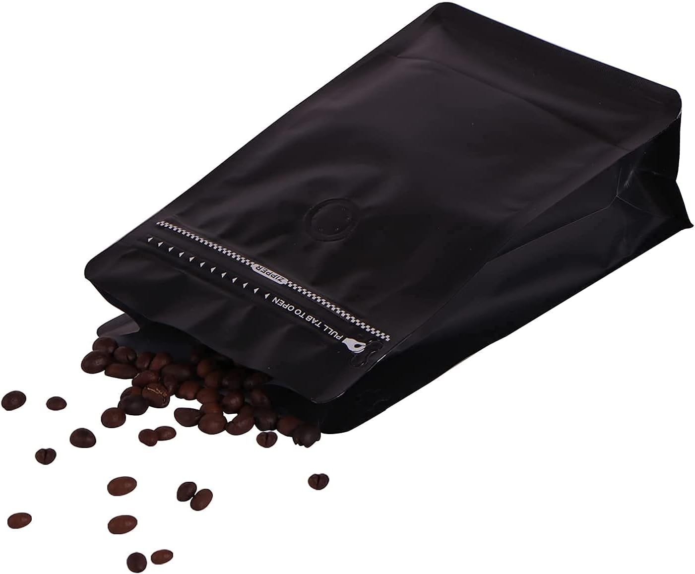 REMTAP Coffee Bags with Valve(100pcs,12 oz) balck High Barrier Aluminumed Foil Flat Bottom Standing Coffee Beans Storage Bags,Reusable Heat Sealable Side Zipper Pouches for Home or Store