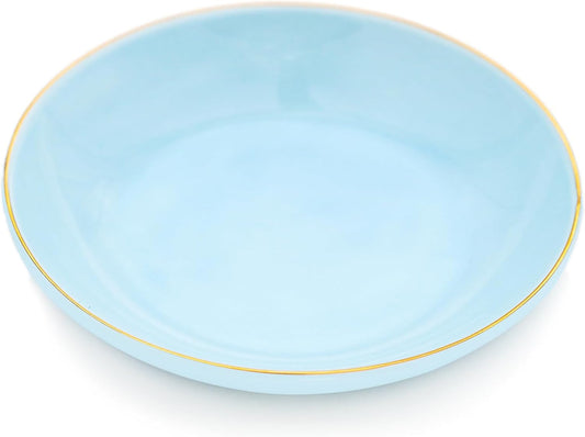 4.75" Ceramic Jewelry Tray, Small Ring Dish Holder Trinket Tray, Catch All Trays for Ring Earring Necklace Key, Christmas Gifts for Women Girls (Light Blue)