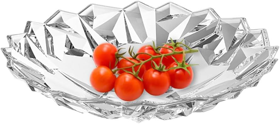 Countertop Crystal Fruit Bowl,Clear Plastic Serving Snack Salad Bowl,Flower Shape Decorative Bowl for Ice Cream Candy Nut Fruits