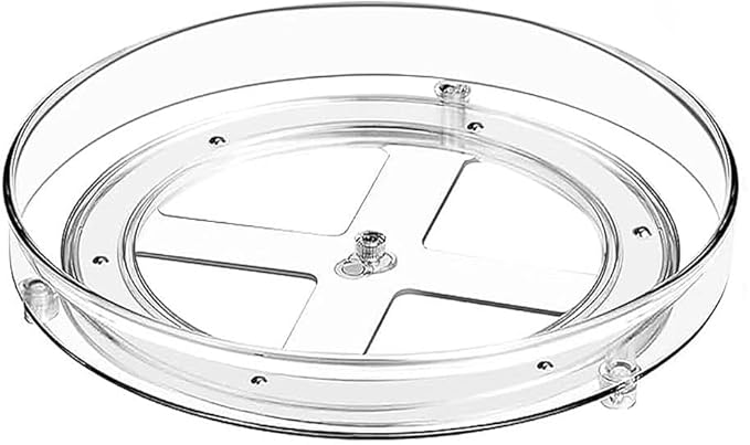 9.25 Inch Lazy Susan Turntable, Clear Plastic Spinning Organizer for Cabinet, Fridge, 360° Rotation, Easy to Clean, Kitchen, Bathroom, Vanity Countertop Storage Solution (Clear, 9.25inch 1 Tier)