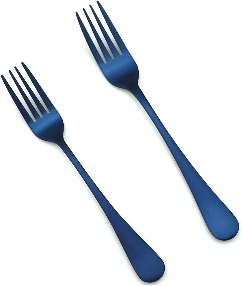 JASHII Modern Royal 5 Pcs Matte Blue 18/10 Stainless Steel Utensils Cutlery Dinnerware Set w/Straw, Knife Fork and Spoon Flatware Set for Wedding Festival Christmas Party Service for 1