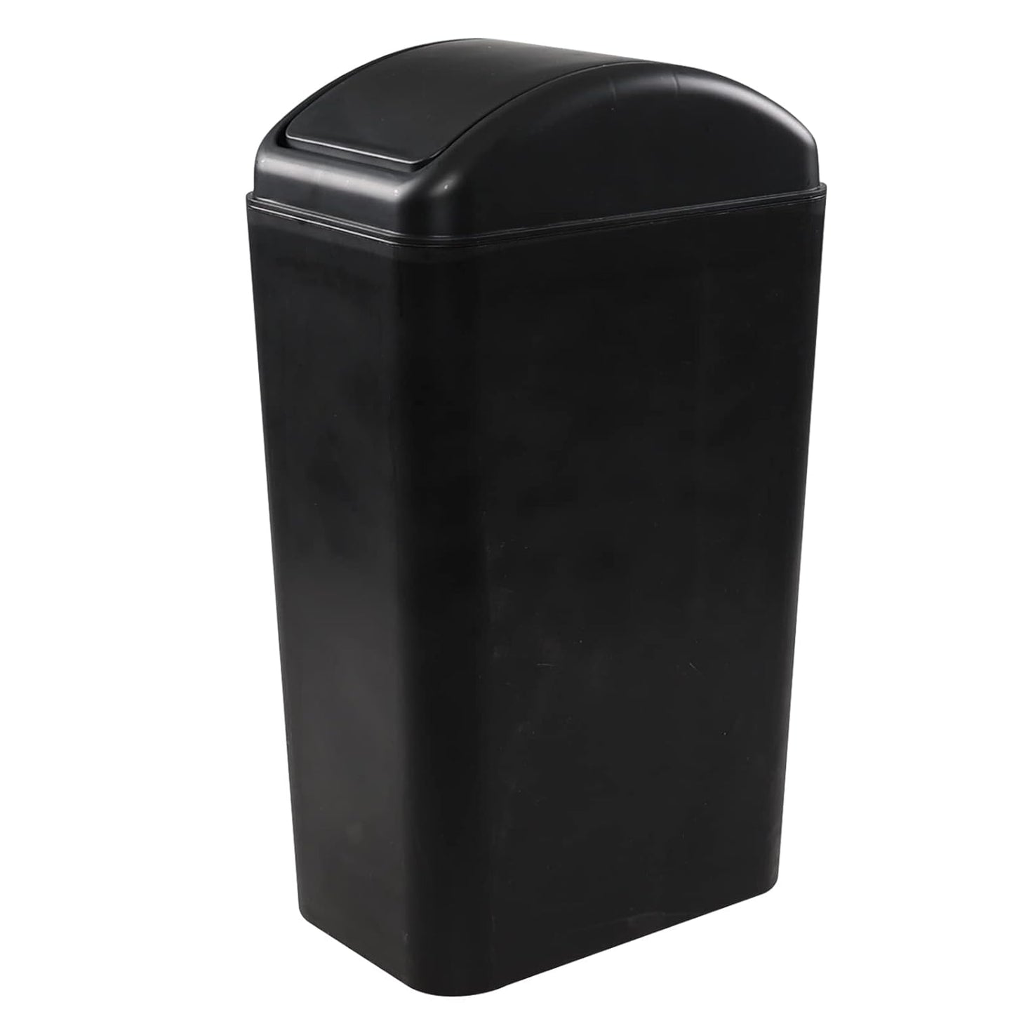3.5 Gallon Garbage Can with Swing Top, Plastic Swing Lid Trash Can, Black