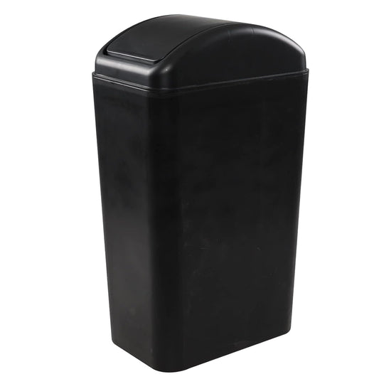 3.5 Gallon Garbage Can with Swing Top, Plastic Swing Lid Trash Can, Black