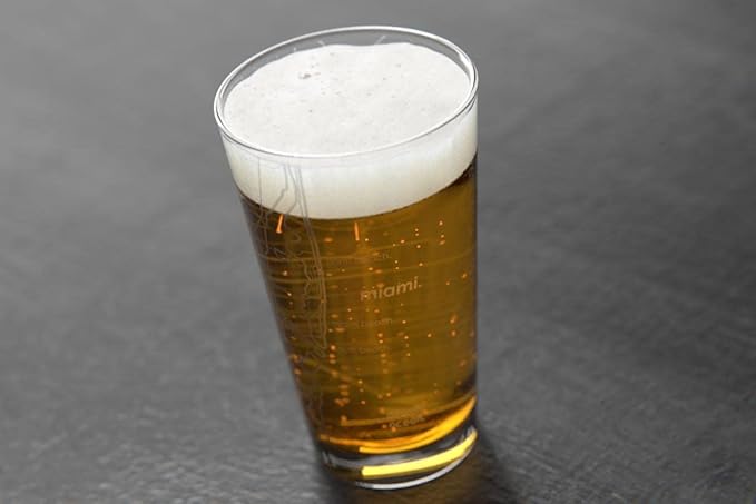 Well Told Engraved Miami Florida Map Pint Glass, Etched Beer Gift (16 oz, Clear) City Map Pint, Custom City Glassware, Gifts For Beer Lovers