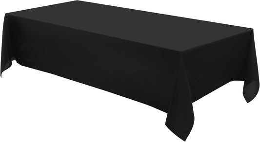 Rectangular Tablecloth 90x132 Inch - Black Table Cloths Stain Resistant Decorative Washable Polyester Rectangle Tablecloths for Dining Table Banquets Buffet Parties and Wedding