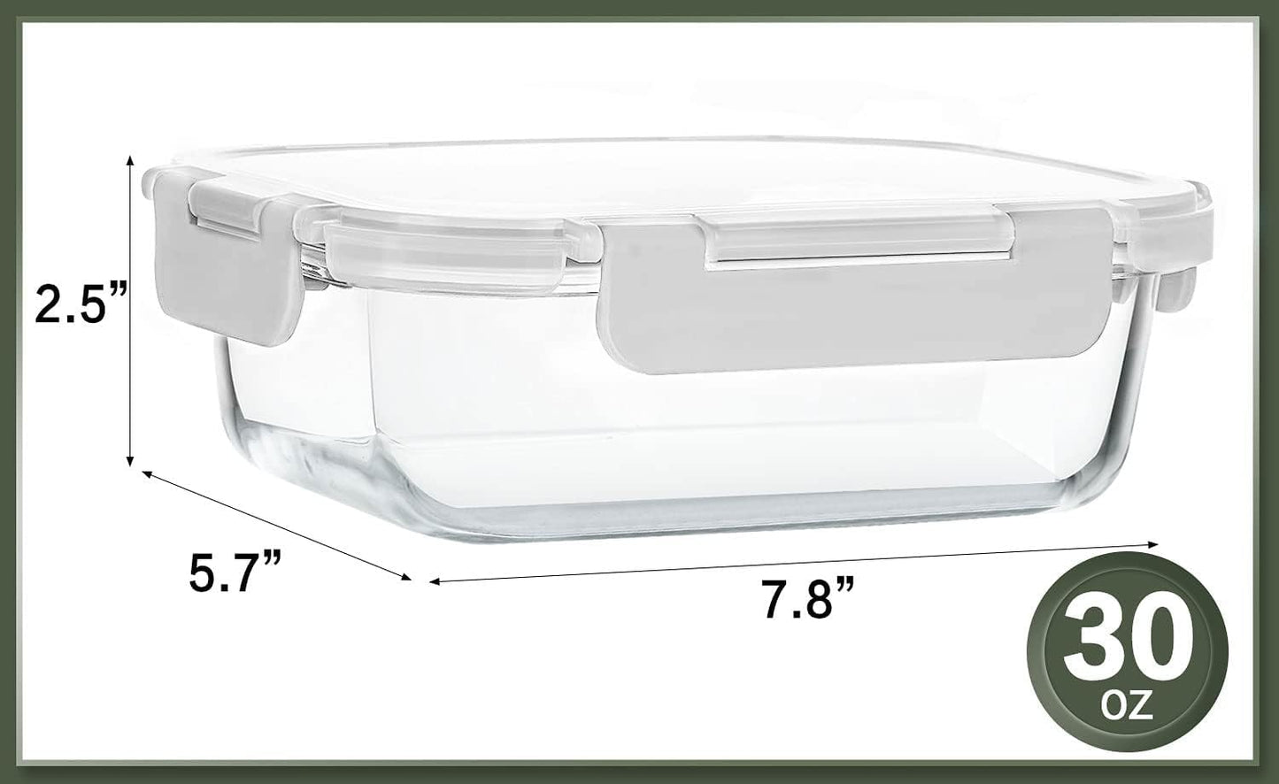 KOMUEE 10 Packs 30 oz Glass Meal Prep Containers,Glass Food Storage Containers with Lids,Airtight Lunch Bento Boxes,Microwave, Oven, Freezer and Dishwasher,White