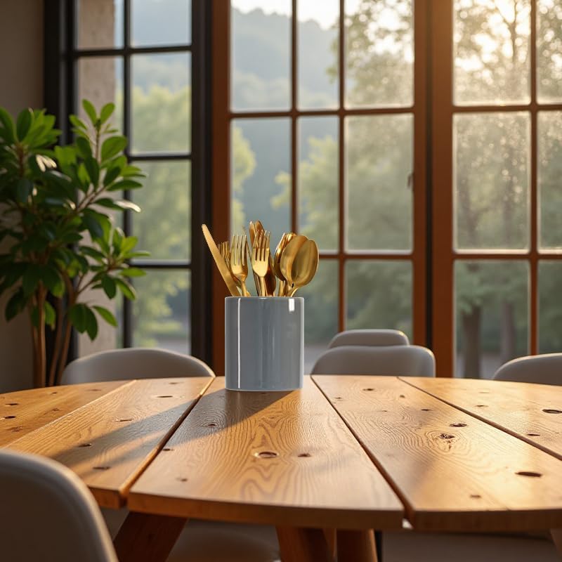 Silverware Holder for Wedding Parties Home Grey Ceramics Silverware Caddy