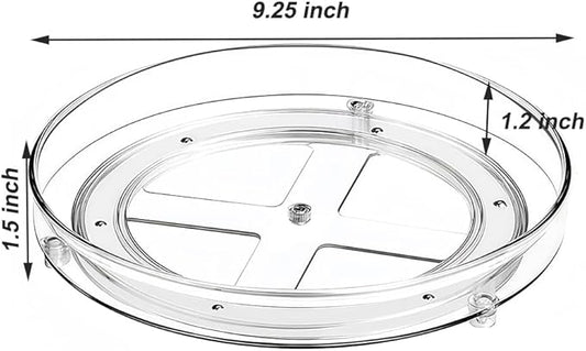 9.25 Inch Lazy Susan Turntable, Clear Plastic Spinning Organizer for Cabinet, Fridge, 360° Rotation, Easy to Clean, Kitchen, Bathroom, Vanity Countertop Storage Solution (Clear, 9.25inch 1 Tier)